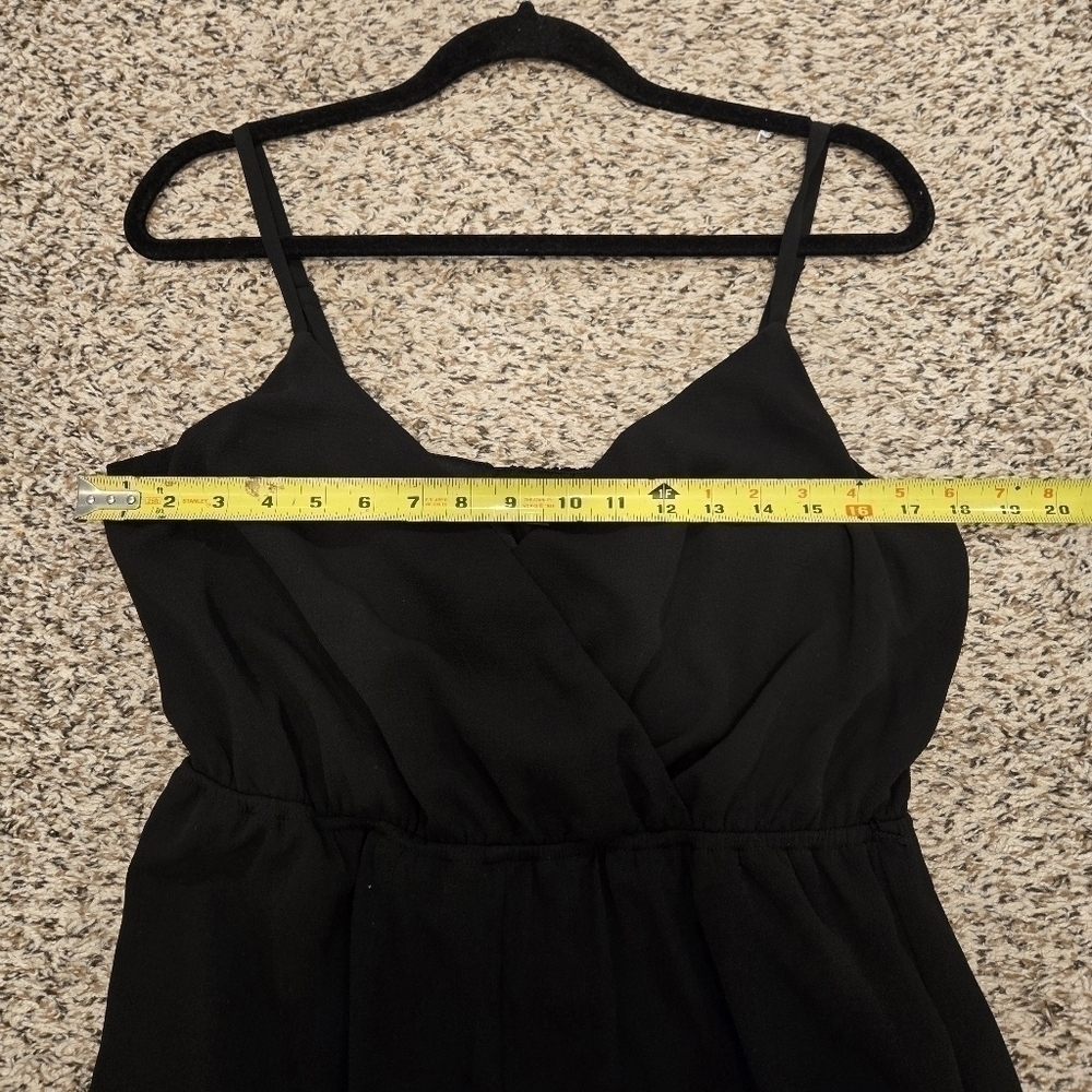 Lily Rose Black V Neck Jumpsuit With Cinch Waist Size L No Belt - Picture 12 of 16